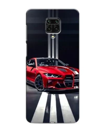 Чехол для Xiaomi Redmi Note 9 Pro с картинкой «Красная BMW на дороге»
