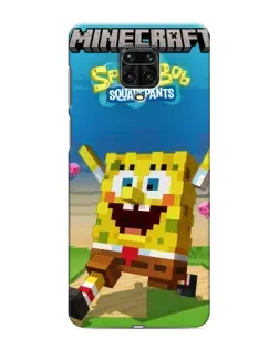 Чехол для Xiaomi Redmi Note 9 Pro с картинкой «Губка Боб Minecraft»