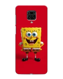 Чехол для Xiaomi Redmi Note 9 Pro с картинкой «Спанч Боб на красном»