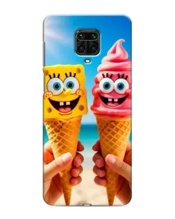 Чехол для Xiaomi Redmi Note 9 Pro с картинкой «Спанч Боб мороженое»