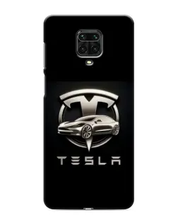 Чехол для Xiaomi Redmi Note 9 Pro с картинкой «Tesla — серебристое авто»