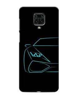 Чехол для Xiaomi Redmi Note 9 Pro с картинкой «Голубой силуэт Lamborghini»