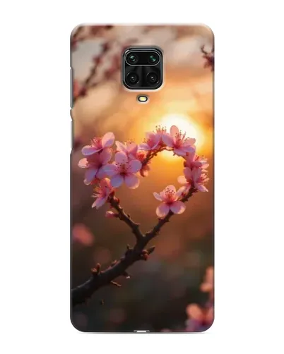 Чехол для Xiaomi Redmi Note 9 Pro с картинкой «Розовый цвет сердце на фоне заката»