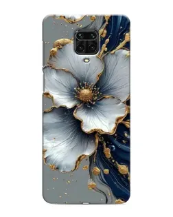 Чехол для Xiaomi Redmi Note 9 Pro с картинкой «Белый цветок и золотой флюид»