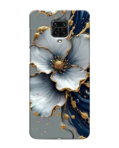 Чехол для Xiaomi Redmi Note 9 Pro с картинкой «Белый цветок и золотой флюид»