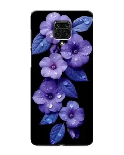 Чохол для Xiaomi Redmi Note 9 Pro з картинкою «Фіолетові квіти з росою»