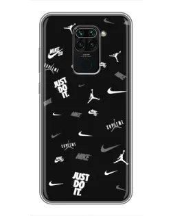 Чехол для Xiaomi Redmi Note 9 с картинкой «Nike Black Pattern»