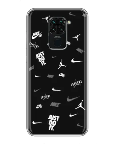 Чехол для Xiaomi Redmi Note 9 с картинкой «Nike Black Pattern»