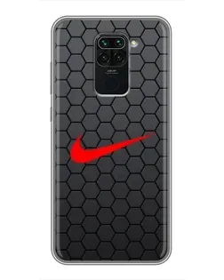 Чехол для Xiaomi Redmi Note 9 с картинкой «Nike — карбоновая сетка»