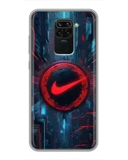 Чехол для Xiaomi Redmi Note 9 с картинкой «Техногенный стиль Nike»