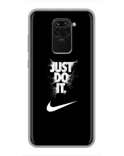 Чехол для Xiaomi Redmi Note 9 с картинкой «Текстовый принт Nike»