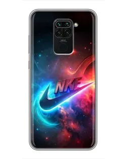 Чехол для Xiaomi Redmi Note 9 с картинкой «Огненный логотип Nike»