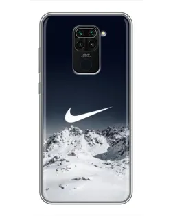 Чехол для Xiaomi Redmi Note 9 с картинкой «Nike — зимние горы»