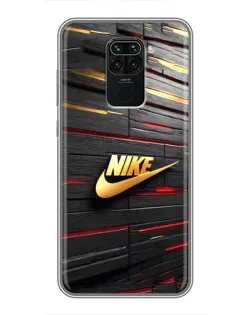 Чехол для Xiaomi Redmi Note 9 с картинкой «Золотой Nike на металле»