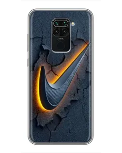 Чехол для Xiaomi Redmi Note 9 с картинкой «Объемный логотип Найк»