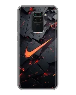 Чехол для Xiaomi Redmi Note 9 с картинкой «Nike — эффект разломов»