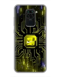 Чехол для Xiaomi Redmi Note 9 с картинкой «Nike — золотая искра»