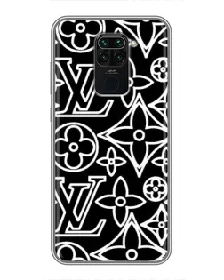 Чехол для Xiaomi Redmi Note 9 с картинкой «Черно-белый узор LV»