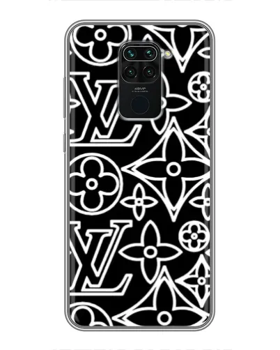 Чехол для Xiaomi Redmi Note 9 с картинкой «Черно-белый узор LV»