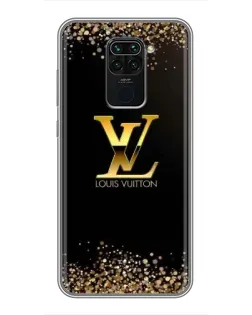 Чехол для Xiaomi Redmi Note 9 с картинкой «LV — золотые искры»