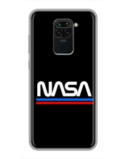Чехол для Xiaomi Redmi Note 9 с картинкой «NASA — классика Red Blue»
