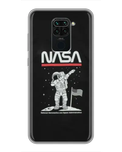 Чехол для Xiaomi Redmi Note 9 с картинкой «NASA — шагаем по Луне»