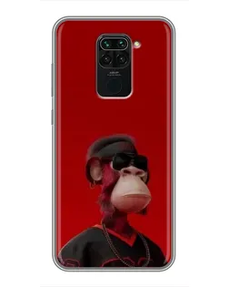 Чехол для Xiaomi Redmi Note 9 с картинкой «Bored Ape в красном»