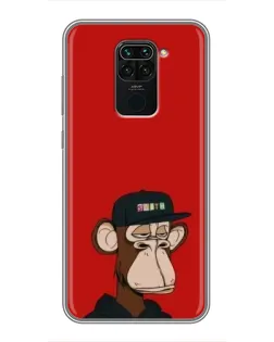 Чехол для Xiaomi Redmi Note 9 с картинкой «Bored Ape — красный фон»