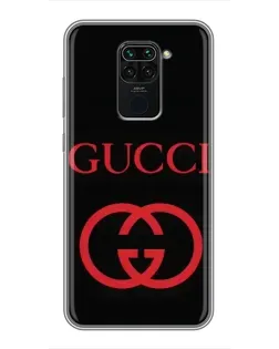 Чехол для Xiaomi Redmi Note 9 с картинкой «Gucci — красный логотип»