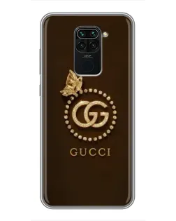 Чехол для Xiaomi Redmi Note 9 с картинкой «Gucci — золотая бабочка»