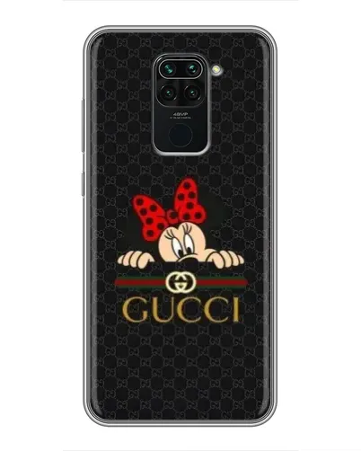 Чехол для Xiaomi Redmi Note 9 с картинкой «Минни Маус Gucci — черный»