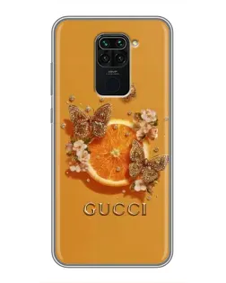 Чохол для Xiaomi Redmi Note 9 з картинкою «Gucci — золоті метелики»