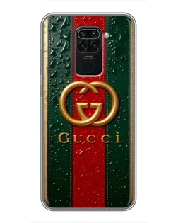 Чохол для Xiaomi Redmi Note 9 з картинкою «Gucci — фірмова смуга та золото»