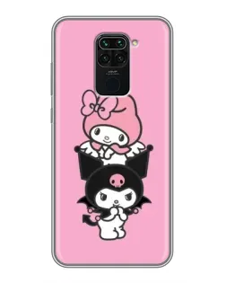 Чехол для Xiaomi Redmi Note 9 с картинкой «Трио My Melody и Kuromi»