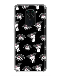Чехол для Xiaomi Redmi Note 9 с картинкой «Черный паттерн Kuromi»