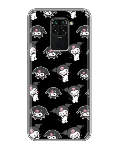 Чехол для Xiaomi Redmi Note 9 с картинкой «Черный паттерн Kuromi»