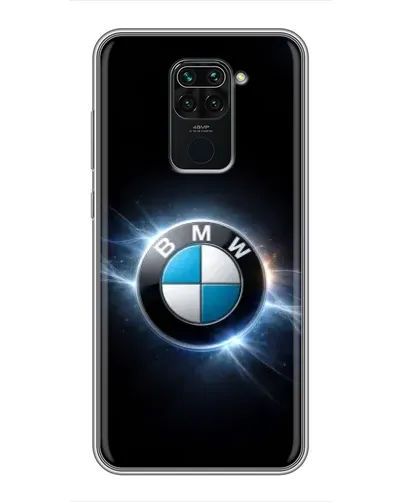 Чехол для Xiaomi Redmi Note 9 с картинкой «BMW — неоновое сияние»