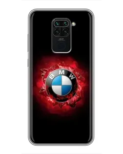 Чехол для Xiaomi Redmi Note 9 с картинкой «Логотип BMW — вспышка»