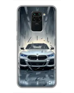 Чехол для Xiaomi Redmi Note 9 с картинкой «BMW в свете фар»