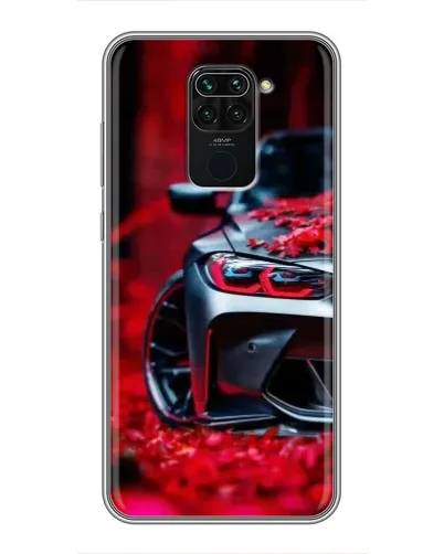 Чехол для Xiaomi Redmi Note 9 с картинкой «Спортивная BMW и цветы»