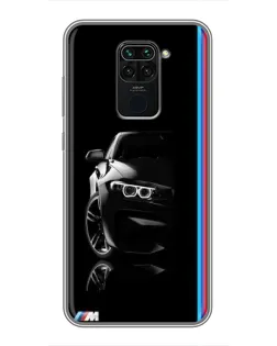 Чехол для Xiaomi Redmi Note 9 с картинкой «Силуэт BMW в темноте»