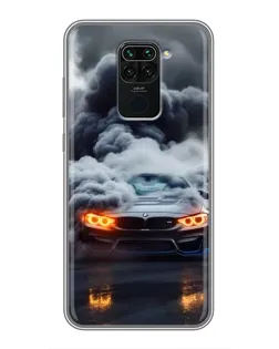 Чехол для Xiaomi Redmi Note 9 с картинкой «BMW в дыму»