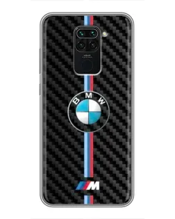 Чехол для Xiaomi Redmi Note 9 с картинкой «Эмблема BMW и карбон»