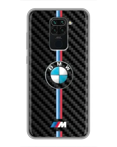 Чехол для Xiaomi Redmi Note 9 с картинкой «Эмблема BMW и карбон»