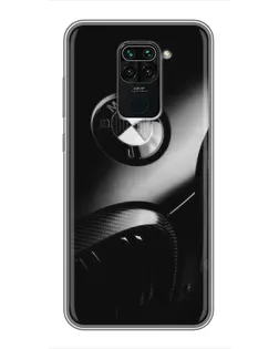 Чехол для Xiaomi Redmi Note 9 с картинкой «Эмблема BMW — макро»
