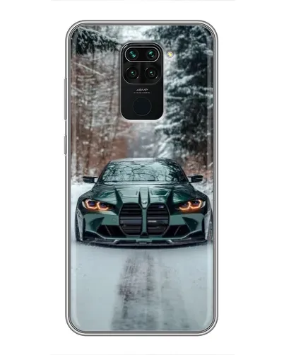 Чехол для Xiaomi Redmi Note 9 с картинкой «BMW в зимнем лесу»