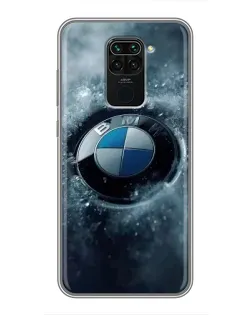 Чехол для Xiaomi Redmi Note 9 с картинкой «Логотип BMW — лед»