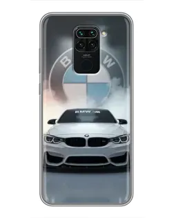 Чехол для Xiaomi Redmi Note 9 с картинкой «BMW в белом дыму»