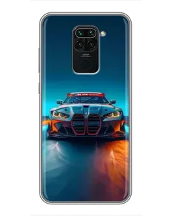 Чехол для Xiaomi Redmi Note 9 с картинкой «BMW — огни неона»