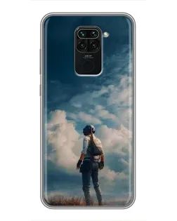 Чехол для Xiaomi Redmi Note 9 с картинкой «Герой PUBG на скале»